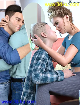 3D打印模型Z Love and Intimacy Couple Poses for Genesis 8 and 8.1的图片