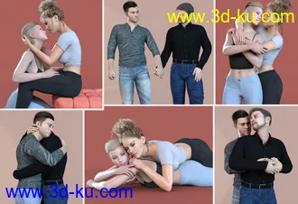 3D打印模型Z Love and Intimacy Couple Poses for Genesis 8 and 8.1的图片