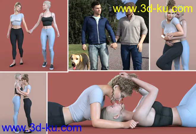 Z Love and Intimacy Couple Poses for Genesis 8 and 8.1模型的图片6