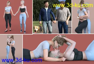 3D打印模型Z Love and Intimacy Couple Poses for Genesis 8 and 8.1的图片