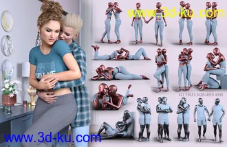 3D打印模型Z Love and Intimacy Couple Poses for Genesis 8 and 8.1的图片