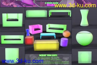 3D打印模型Z Neon Glow Furniture and Pose Mega Set for Genesis 3 and 8的图片