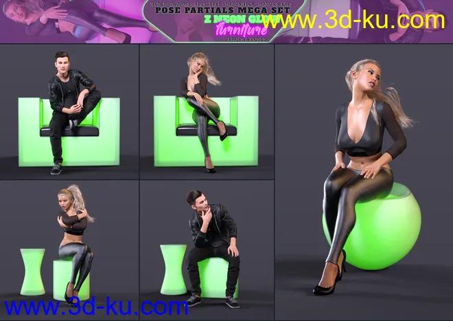 Z Neon Glow Furniture and Pose Mega Set for Genesis 3 and 8模型的图片6
