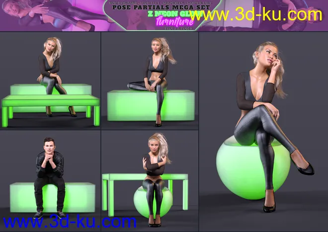 Z Neon Glow Furniture and Pose Mega Set for Genesis 3 and 8模型的图片8