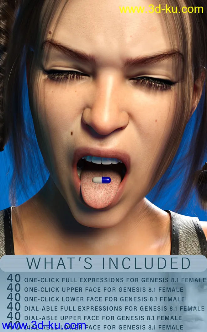 Z Pain and Hurt Mix and Match Expressions for Genesis 8.1 Female模型的图片3