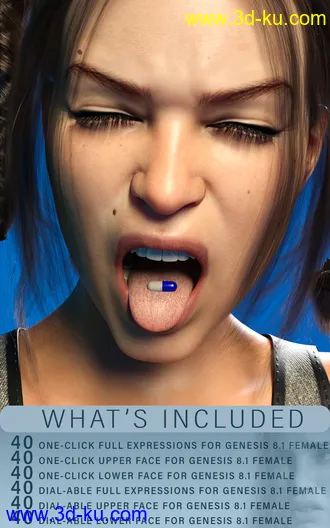 3D打印模型Z Pain and Hurt Mix and Match Expressions for Genesis 8.1 Female的图片