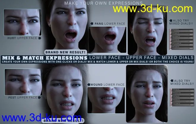 Z Pain and Hurt Mix and Match Expressions for Genesis 8.1 Female模型的图片4