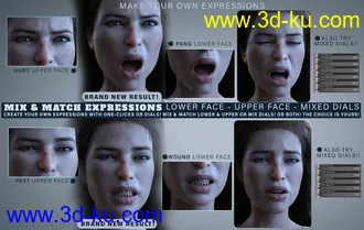 3D打印模型Z Pain and Hurt Mix and Match Expressions for Genesis 8.1 Female的图片