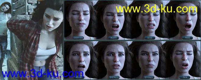 Z Pain and Hurt Mix and Match Expressions for Genesis 8.1 Female模型的图片5