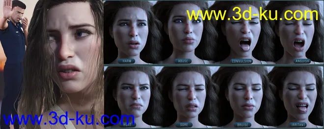 Z Pain and Hurt Mix and Match Expressions for Genesis 8.1 Female模型的图片6
