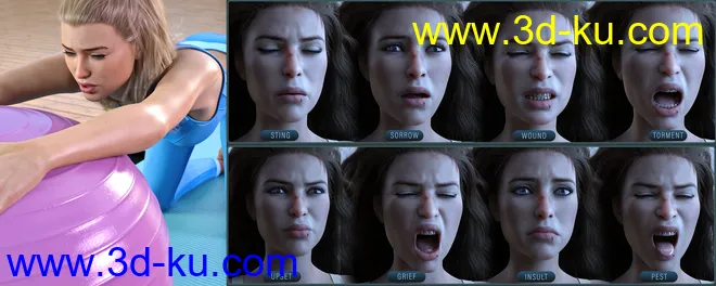 Z Pain and Hurt Mix and Match Expressions for Genesis 8.1 Female模型的图片7