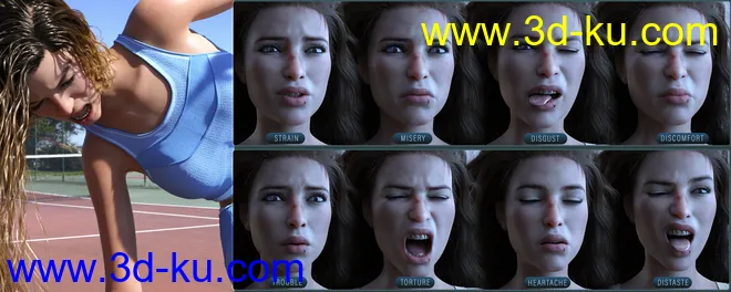 Z Pain and Hurt Mix and Match Expressions for Genesis 8.1 Female模型的图片8
