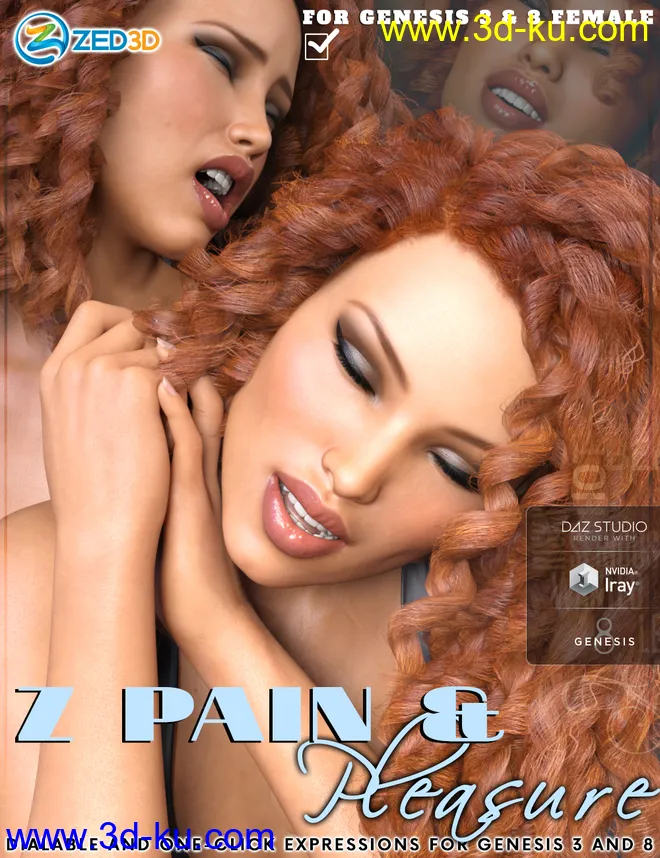 Z Pain and Pleasure Expressions for Genesis 3 and 8 Female模型的图片1