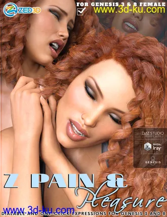 3D打印模型Z Pain and Pleasure Expressions for Genesis 3 and 8 Female的图片