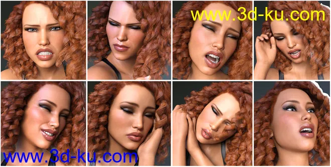 Z Pain and Pleasure Expressions for Genesis 3 and 8 Female模型的图片4