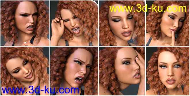 Z Pain and Pleasure Expressions for Genesis 3 and 8 Female模型的图片5