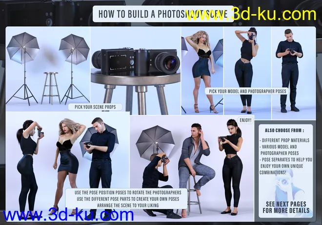 Z Photoshoot Builder Props and Poses for Genesis 8模型的图片3