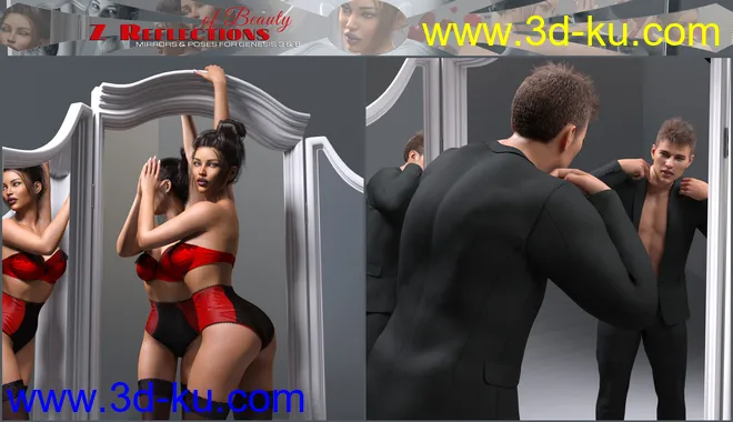 Z Reflections of Beauty Mirrors and Poses for Genesis 3 and 8模型的图片8