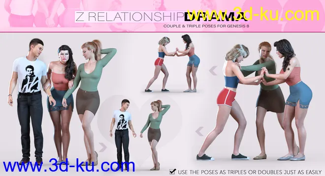 Z Relationship Drama Poses for Genesis 8模型的图片7