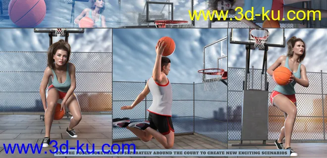 Z Shooting Hoops Scene and Poses for Genesis 8模型的图片4
