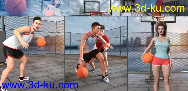 Z Shooting Hoops Scene and Poses for Genesis 8模型的图片7