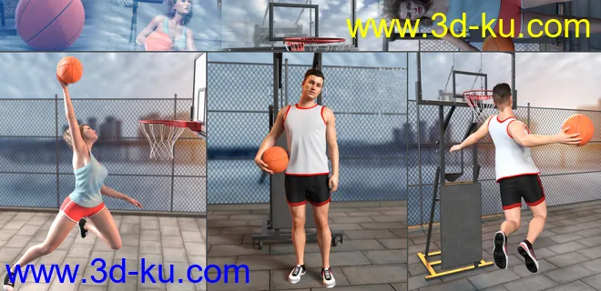 Z Shooting Hoops Scene and Poses for Genesis 8模型的图片10