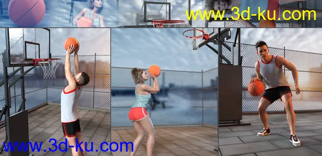 Z Shooting Hoops Scene and Poses for Genesis 8模型的图片11