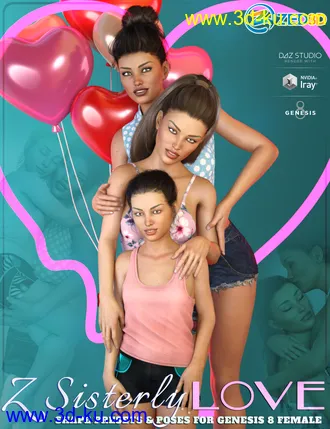 3D打印模型Z Sisterly Love Shape Presets and Poses for Genesis 8 Female的图片