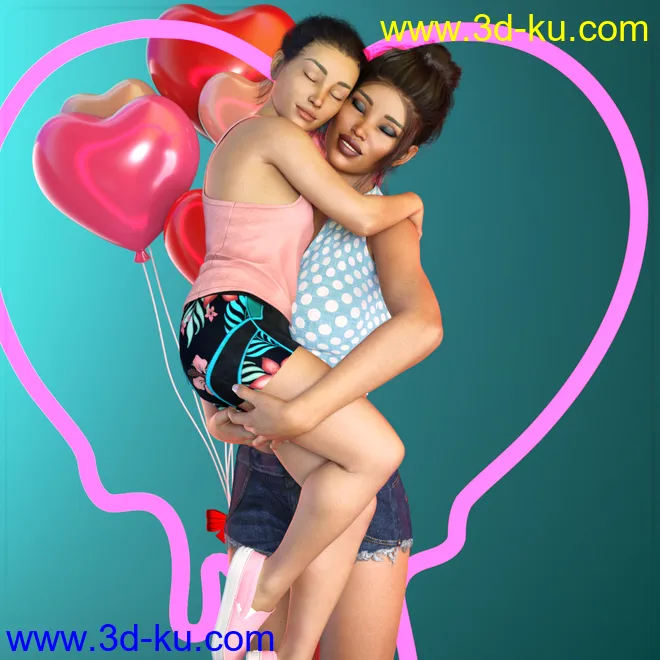 Z Sisterly Love Shape Presets and Poses for Genesis 8 Female模型的图片2