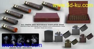 3D打印模型Z Smoke and Cigars Props and Poses for Genesis 8的图片