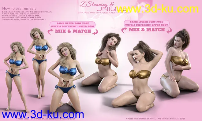 Z Stunning and Unique Shape and Pose Mega Set for Genesis 8 Female模型的图片4