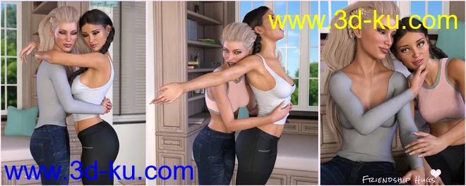 Z The Art Of Hugging - Couple Poses for Genesis 3 and 8模型的图片5