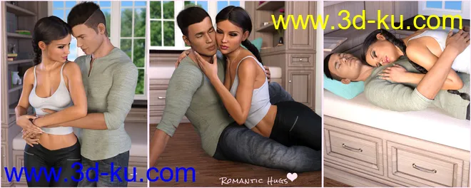Z The Art Of Hugging - Couple Poses for Genesis 3 and 8模型的图片6