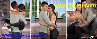 3D打印模型Z The Art Of Hugging - Couple Poses for Genesis 3 and 8的图片