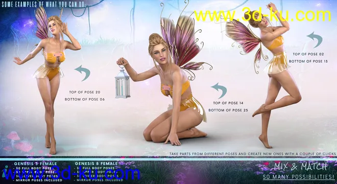 Z Ultimate Fairy Pose Collection for Genesis 3 and 8 Female模型的图片3