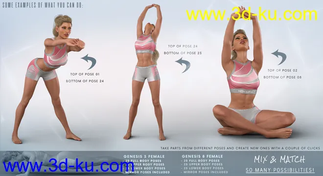 Z Utility Series - Fitness Exercise - Poses and Partials for Genesis 3 and 8 Female模型的图片3