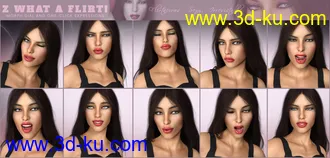 3D打印模型Z What A Flirt - Dialable and One-Click Expressions for Genesis 3 and 8的图片