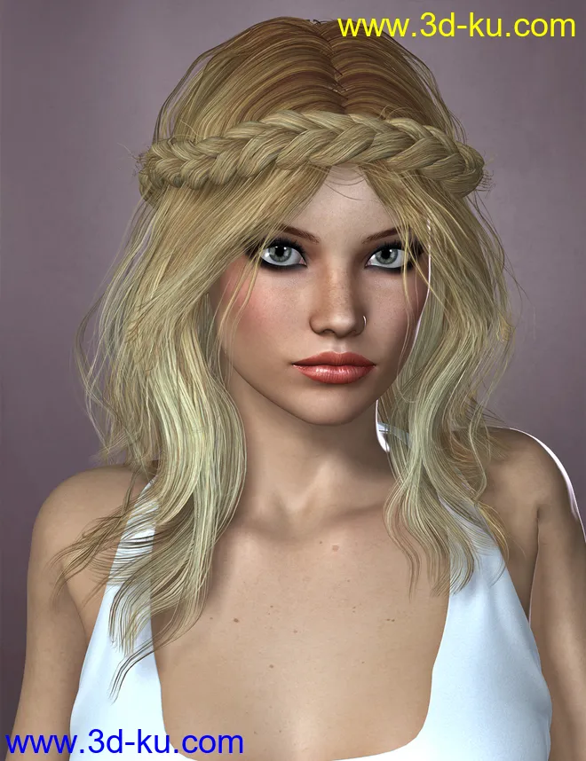 Zea Hair for Genesis 2 Female(s) and Victoria 4模型的图片1