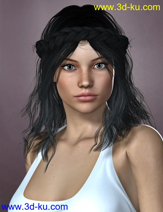 Zea Hair for Genesis 2 Female(s) and Victoria 4模型的图片3