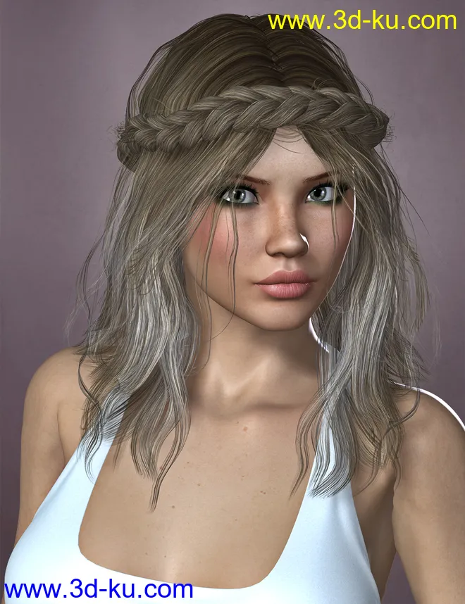 Zea Hair for Genesis 2 Female(s) and Victoria 4模型的图片4