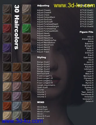 3D打印模型2021-08 Hair for Genesis 8 and 8.1 Females的图片