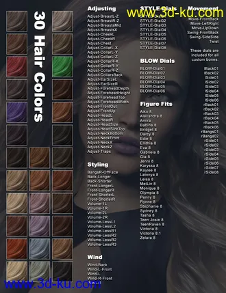 3D打印模型2021-09 Hair for Genesis 8 and 8.1 Females的图片