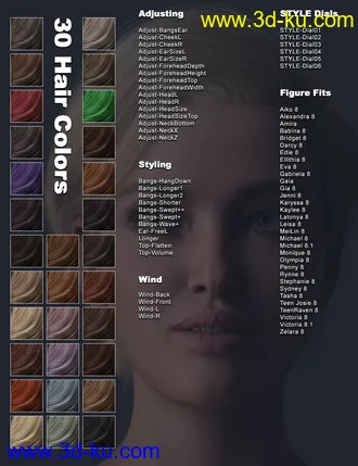 3D打印模型2021-10 Hair for Genesis 8 and 8.1的图片