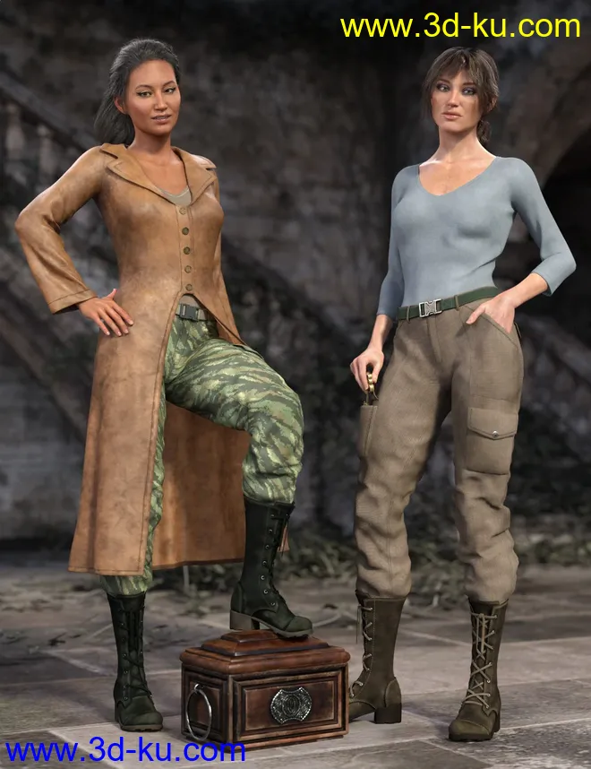 Adventure Hunter Outfit for Genesis 8 and 8.1 Females模型的图片2