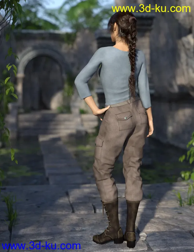 Adventure Hunter Outfit for Genesis 8 and 8.1 Females模型的图片3