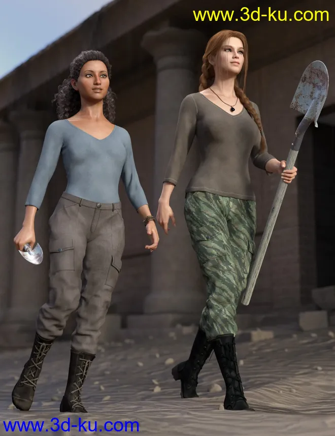 Adventure Hunter Outfit for Genesis 8 and 8.1 Females模型的图片5