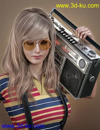 3D打印模型AJC Boogie Roller Girl Outfit and Boombox for Genesis 8 and 8.1 Females的图片