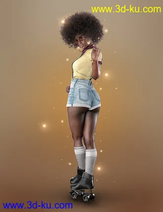 3D打印模型AJC Boogie Roller Girl Outfit and Boombox for Genesis 8 and 8.1 Females的图片