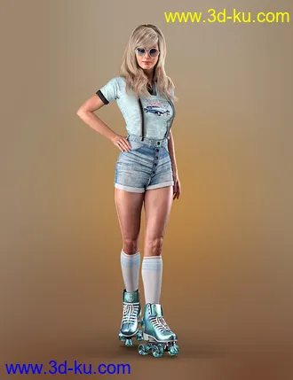 3D打印模型AJC Boogie Roller Girl Outfit and Boombox for Genesis 8 and 8.1 Females的图片