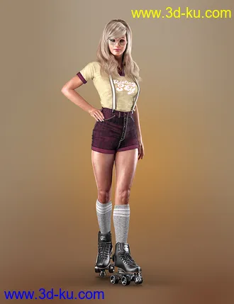 3D打印模型AJC Boogie Roller Girl Outfit and Boombox for Genesis 8 and 8.1 Females的图片
